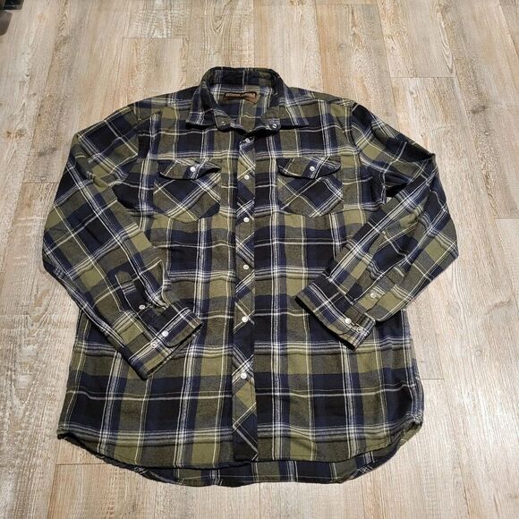 Outdoor Casuals Pearl Snap Heavy Flannel Button Up Shirt Men's Size XL - Picture 1 of 6